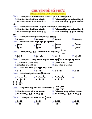 235 Câu trắc nghiệm Toán lớp 12 Số phức